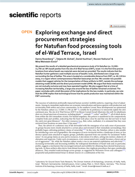 Exploring Exchange and Direct Procurement Strategies for Natufian