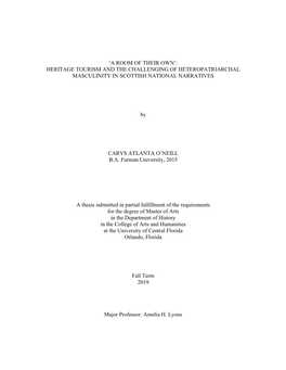 'A Room of Their Own': Heritage Tourism and the Challenging of Heteropatriarchal Masculinity in Scottish National Narratives