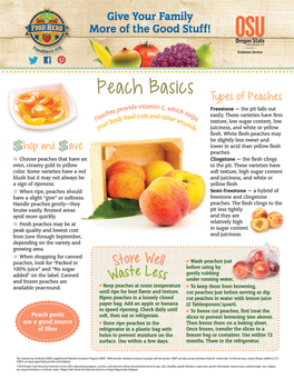 Peach Basics Types of Peaches E Vitamin C Provid , Whi Freestone — the Pit Falls out Es Ch H Ch Cuts an El Easily