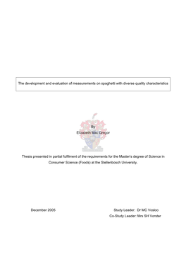 The Development and Evaluation of Measurements on Spaghetti with Diverse Quality Characteristics