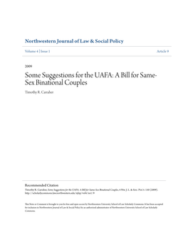 A Bill for Same-Sex Binational Couples, 4 Nw