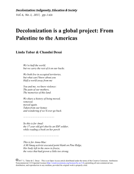 Decolonization Is a Global Project: from Palestine to the Americas