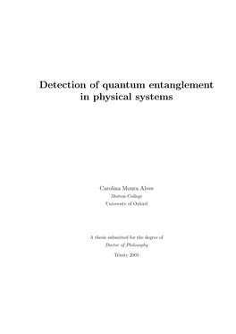 Detection of Quantum Entanglement in Physical Systems