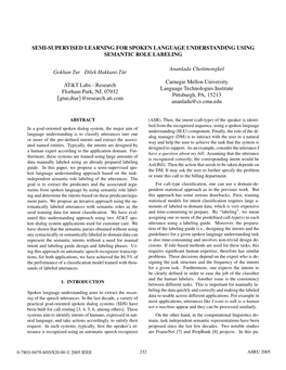 Semi-Supervised Learning for Spoken Language Understanding Using Semantic Role Labeling