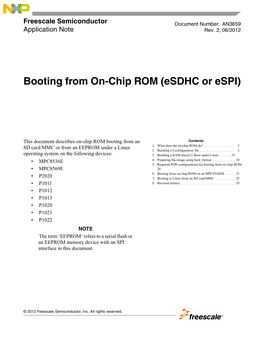 Booting from On-Chip ROM (Esdhc Or Espi)