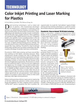 Color Inkjet Printing and Laser Marking for Plastics by Scott Sabreen, President, the Sabreen Group, Inc