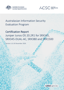 Certification Report Juniper Junos OS 20.2R1 for SRX345, SRX345-DUAL-AC, SRX380 and SRX1500