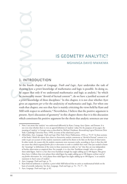 Is Geometry Analytic? Mghanga David Mwakima