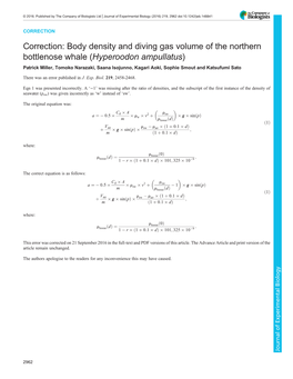 Body Density and Diving Gas Volume of the Northern Bottlenose Whale