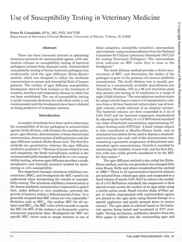 Use of Susceptibility Testing in Veterinary Medicine