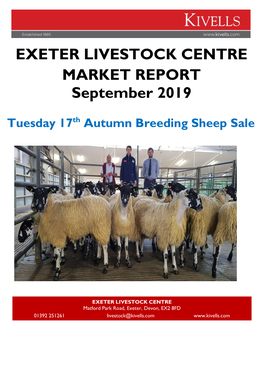 EXETER LIVESTOCK CENTRE MARKET REPORT September 2019