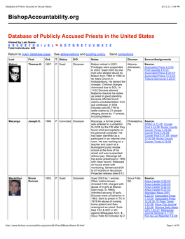 Database of Priests Accused of Sexual Abuse 8/21/11 5:46 PM