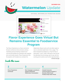 Flavor Experience Goes Virtual but Remains Essential to Foodservice