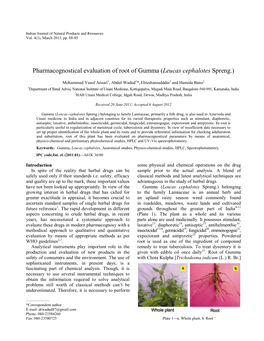 Pharmacognostical Evaluation of Root of Gumma (Leucas Cephalotes Spreng.)