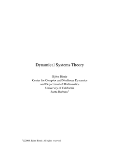 Dynamical Systems Theory