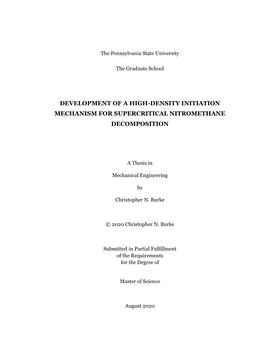 Development of a High-Density Initiation Mechanism for Supercritical Nitromethane Decomposition