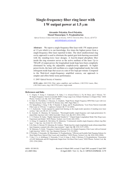 Single-Frequency Fiber Ring Laser with 1W Output Power at 1.5 Mm