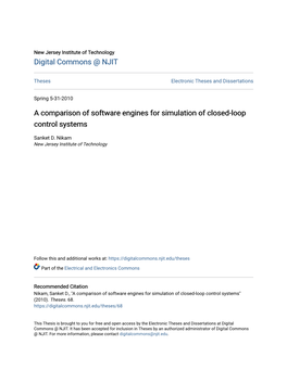 A Comparison of Software Engines for Simulation of Closed-Loop Control Systems