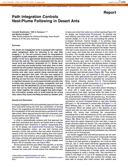 Path Integration Controls Nest-Plume Following in Desert Ants