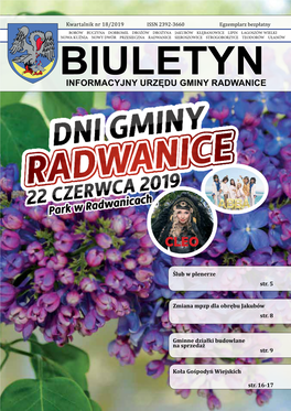 Biuletyn Nr 18” Biuletyn Informacyjny URZĘDU GMINY RADWANICE Wójt Gminy Radwanice Serdecznie Zaprasza Do Udziału W Konkursie