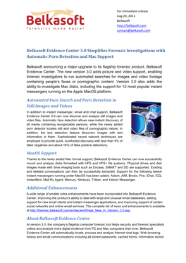 Belkasoft Evidence Center 3.0 Simplifies Forensic Investigations with Automatic Porn Detection and Mac Support