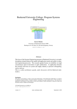 Buskerud University College: Program Systems Engineering