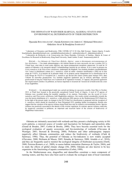 The Odonata of Wadi Isser (Kabylia, Algeria): Status and Environmental Determinants of Their Distribution