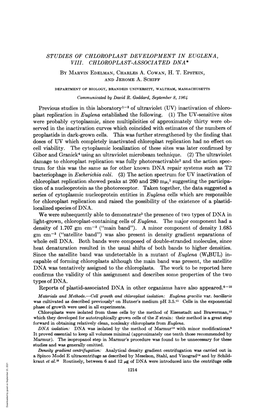 Were Probablycytoplasmic, Since Multiplicities of Approximately Thirty Were Ob- Damage to Chloroplast Replication Was Fully Phot