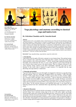 Yoga Physiology and Anatomy According to Classical Yoga And