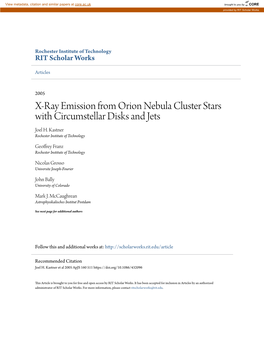 X-Ray Emission from Orion Nebula Cluster Stars with Circumstellar Disks and Jets Joel H