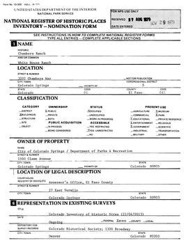 National Register of Historic Places Inventory -- Nomination Form