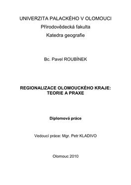 Regionalizace Olomouckého Kraje: Teorie a Praxe