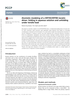 Atomistic Modeling of a KRT35/KRT85 Keratin Dimer: Folding in Aqueous Solution and Unfolding Cite This: Phys