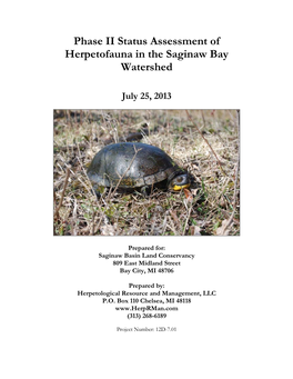 Phase II Status Assessment of Herpetofauna in the Saginaw Bay Watershed