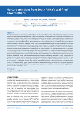 Mercury Emissions from South Africa's Coal-Fired Power Stations