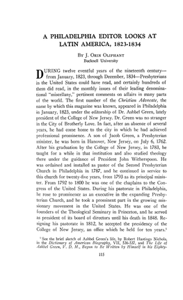 A Philadelphia Editor Looks at Latin America, 1823-1834