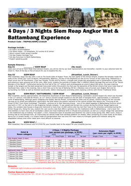 4 Days / 3 Nights Siem Reap Angkor Wat & Battambang Experience