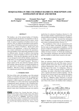 Sesquialtera in the Colombian Bambuco: Perception and Estimation of Beat and Meter