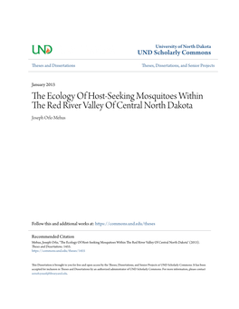 The Ecology of Host-Seeking Mosquitoes Within the Red River Valley of Central North Dakota