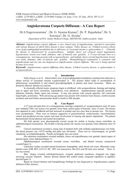 Angiokeratoma Corporis Diffusum - a Case Report