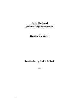 Jean Bedard Master Eckhart