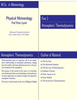 M.Sc. in Meteorology Physical Meteorology Part 2 Atmospheric