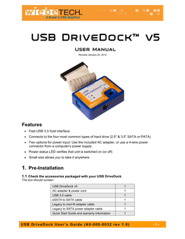 User Manual for USB Drivedock V5