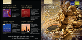 Mass in C Minor Performances of Two Academy of St Martin Fine Choral Works from in the Fields Two Masters of the Baroque Era