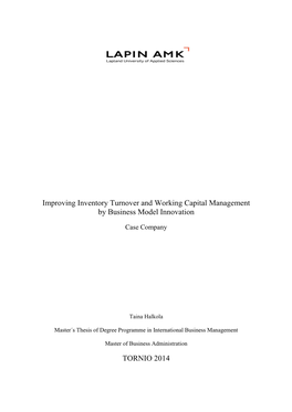 Improving Inventory Turnover and Working Capital Management by Business Model Innovation