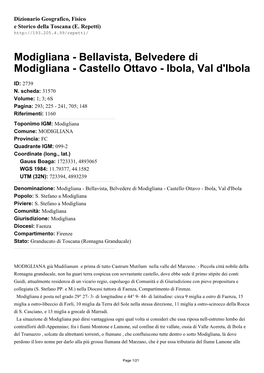 Modigliana - Bellavista, Belvedere Di Modigliana - Castello Ottavo - Ibola, Val D'ibola