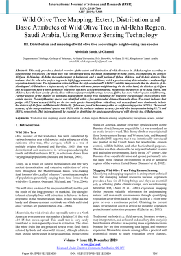 Wild Olive Tree Mapping: Extent, Distribution and Basic Attributes of Wild Olive Tree in Al-Baha Region, Saudi Arabia, Using Remote Sensing Technology