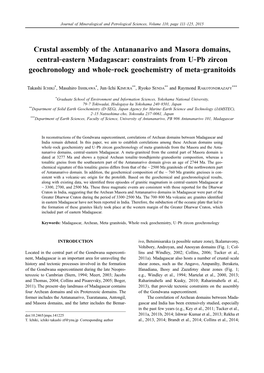 Crustal Assembly of the Antananarivo and Masora Domains, Central