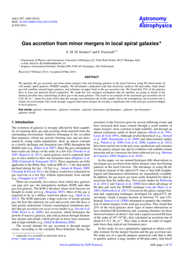 Gas Accretion from Minor Mergers in Local Spiral Galaxies⋆