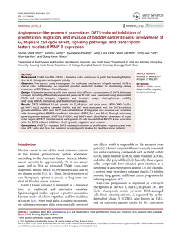 Angiopoietin-Like Protein 4 Potentiates DATS-Induced Inhibition Of